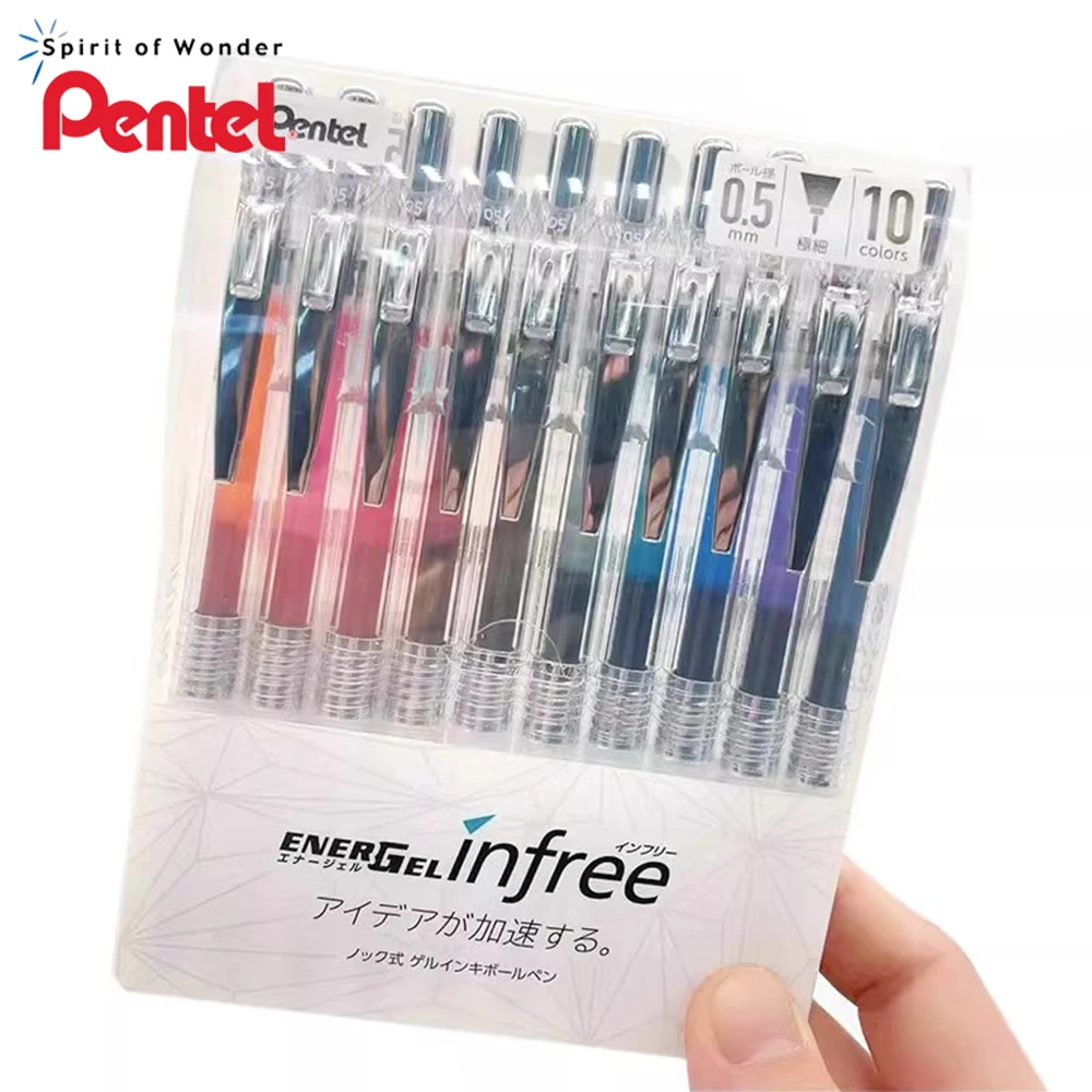 Фото 10 шт., набор цветных гелевых ручек Japan Pentel BLN75TL, сменный блок большой емкости, быстросохнущие 0,5 мм, Kawaii, школьные и офисные канцелярские принадлежности №1