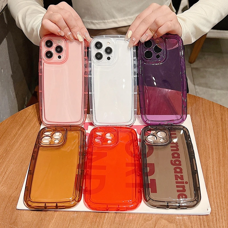 

For iPhone 14 Plus 14 13 12 11 Pro Max Xs Max XR X 8 7 6 6S Plus SE Cover Transparent polychrome AirBag Shockproof Phone Case