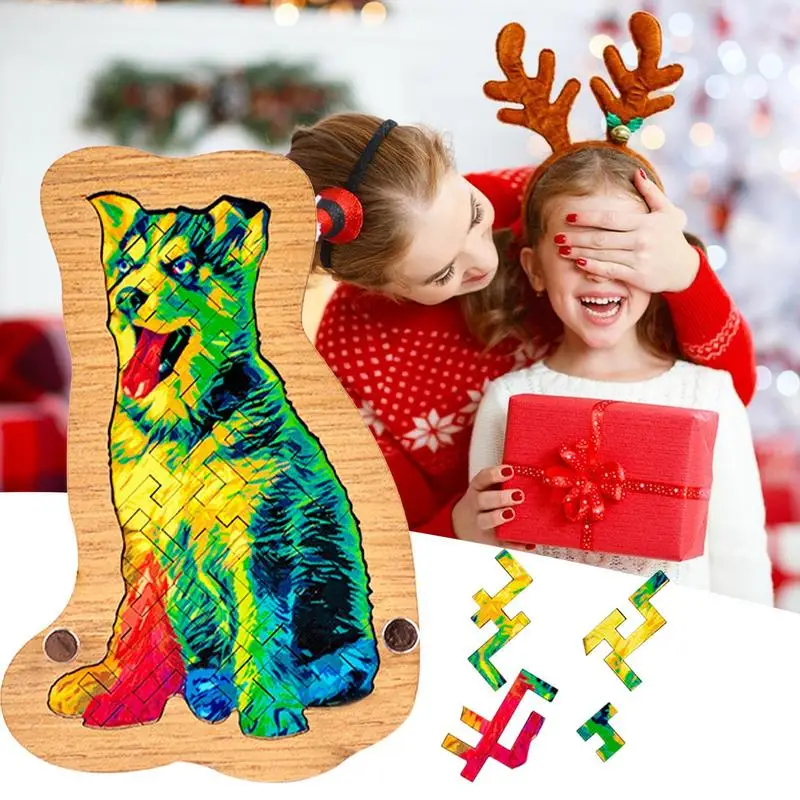 

Wood Challenging Jigsaw Cut Cute Dog Irregular Puzzle Exercise Thinking Logic Adult Kids Puzzle Toy Gift For Birthday Christmas