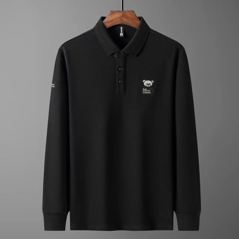 100% Cotton Long Sleeve T-shirt Men's Fashion Embroidery Polo Shirt Spring and Autumn New Youth Casual Men's Wear