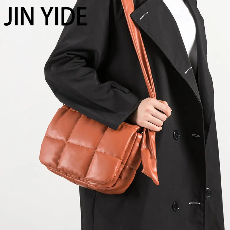 

Модная стеганая Наплечная Сумка с подушкой для женщин, дизайнерские стеганые сумки через плечо, сумка-мессенджер из искусственной кожи с уз...