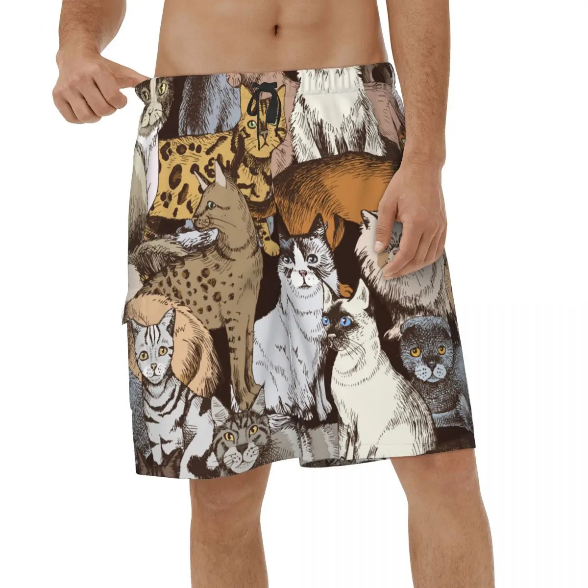 

Summer Casual Cat Cute Animal Men 3D Printed Beach Shorts Running Board Shorts Vacation Short Pants Male Quick Dry Short Pants