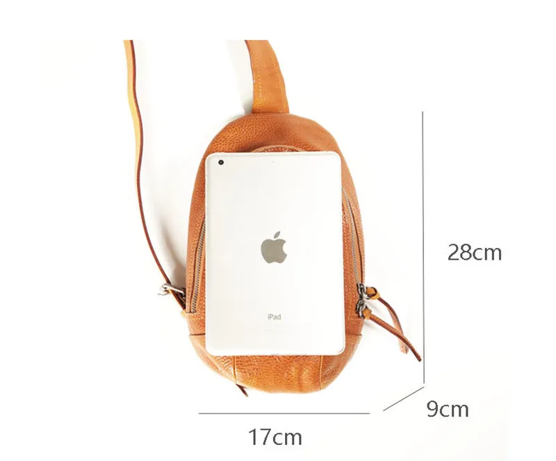 Vintage fashion teenager natural genuine leather chest bag casual designer daily outdoor sports soft cowhide men's crossbody bag