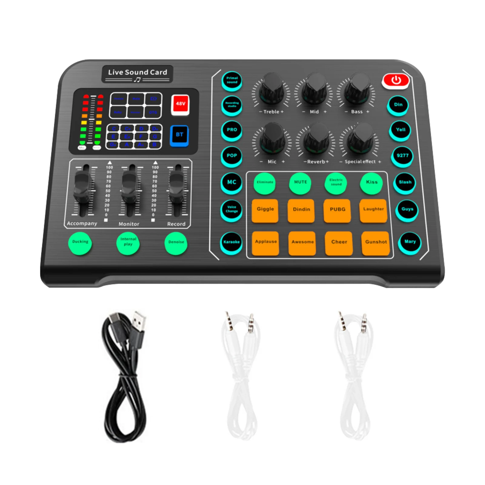 

Gaming Podcast Voice Change Professional Home KTV Volume Control -compatible Live Sound Card Portable DJ For Streaming