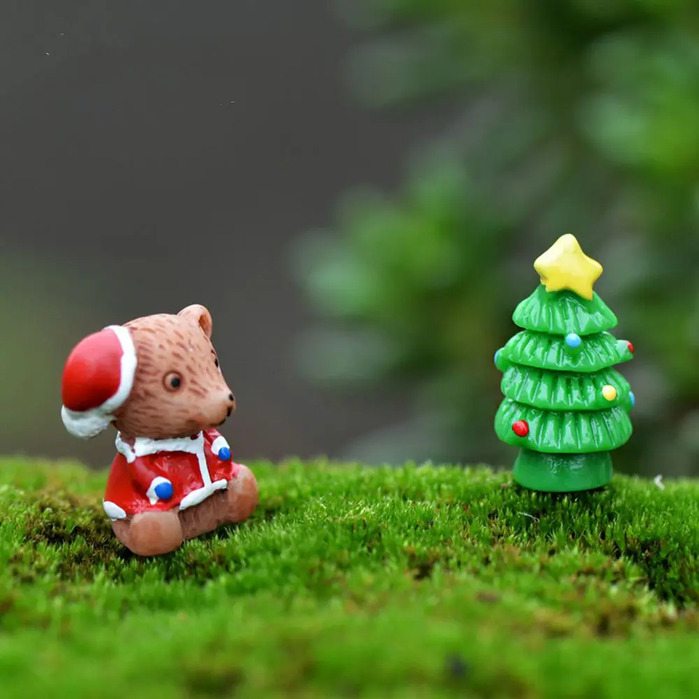 

1/5pcs Cute Mini Christmas Gifts Xmas Tree Micro Landscape Little Bear Ornament Figurines Christmas Home Decorations