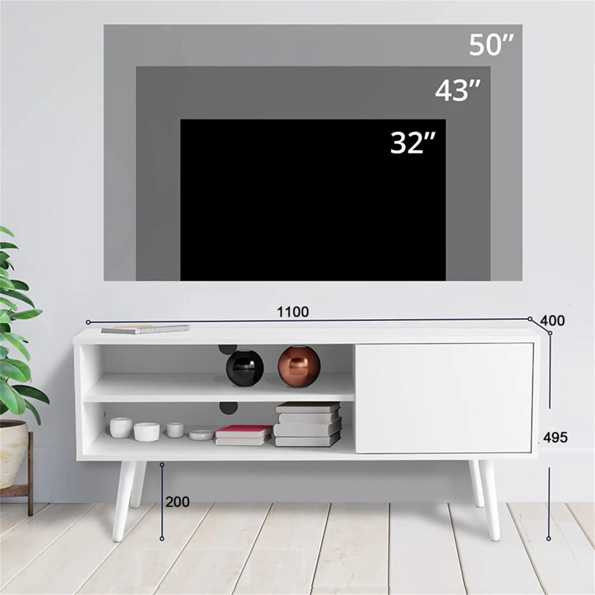[Flash Sale]Modern TV Cabinet Console Table W/Open Shelving 