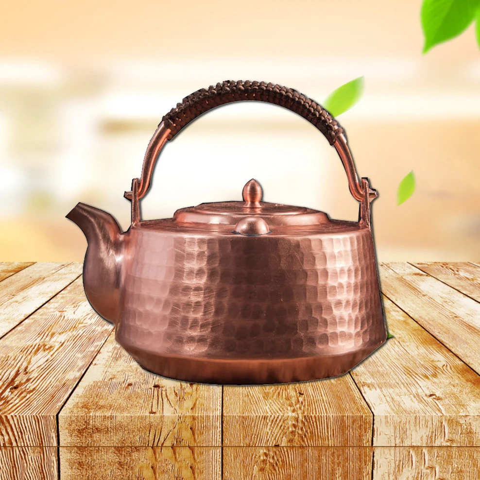 

700ML Handmade Thick Copper Pot Vintage Red Copper Teapot Household Boiling Water Pot Traditional Kettle Tea Set