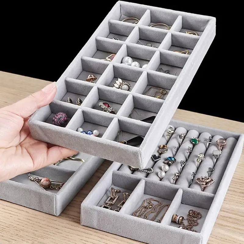 

Бархатный Держатель для ювелирных изделий, Штабелируемый изысканный портативный органайзер для колец, серег, ожерелий, Органайзер