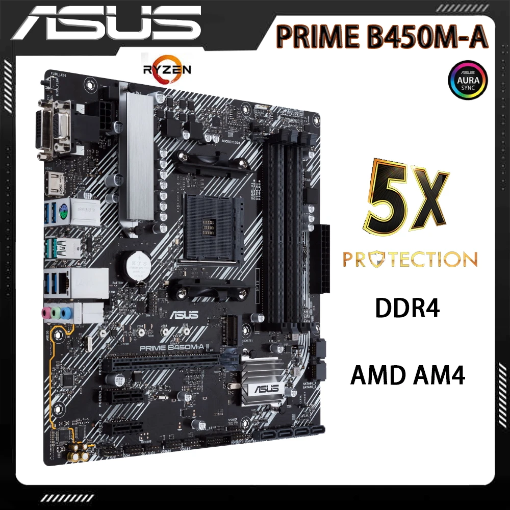 Материнская плата ASUS Socket AM4 PRIME B450M-A DDR4 для процессоров Ryzen 5 3600 ГБ AMD B450 PCI-E 128 1xM.2 1