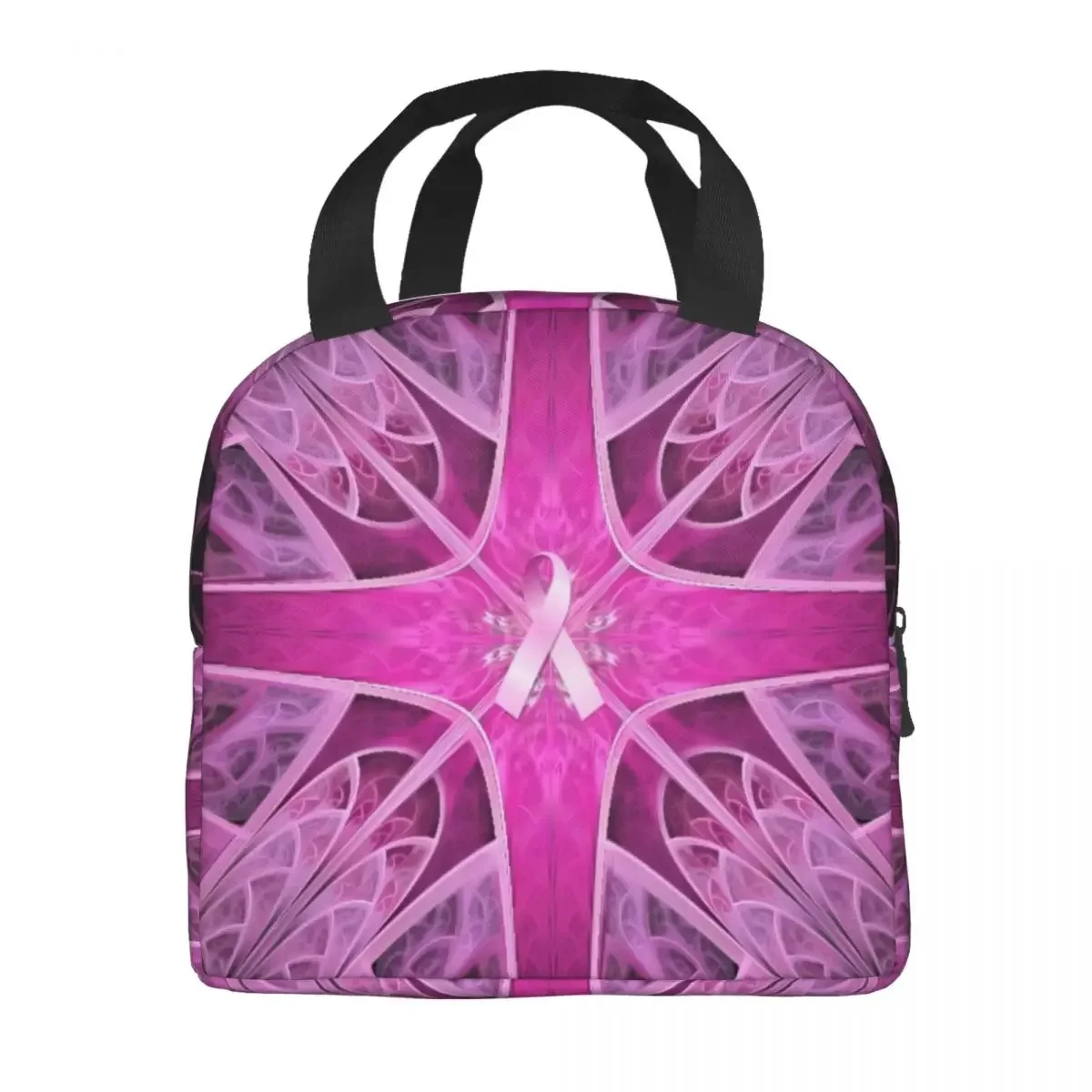 Розовый Ланч-бокс с лентой для рака груди изоляцией кемпинга путешествий