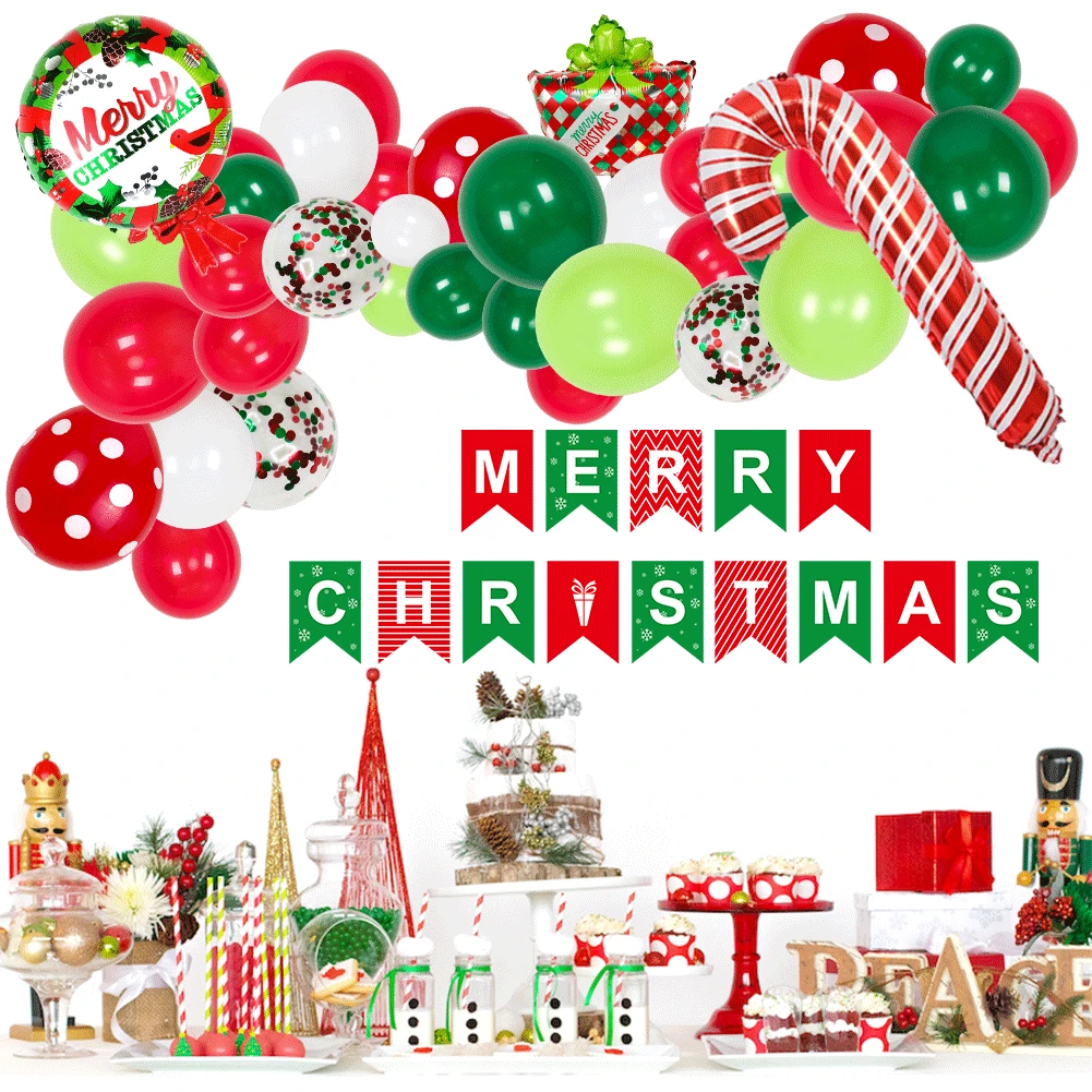 

Christmas balloon wreath set 12-inch red and green polka dot latex balloon Christmas crutch balloon party decoration