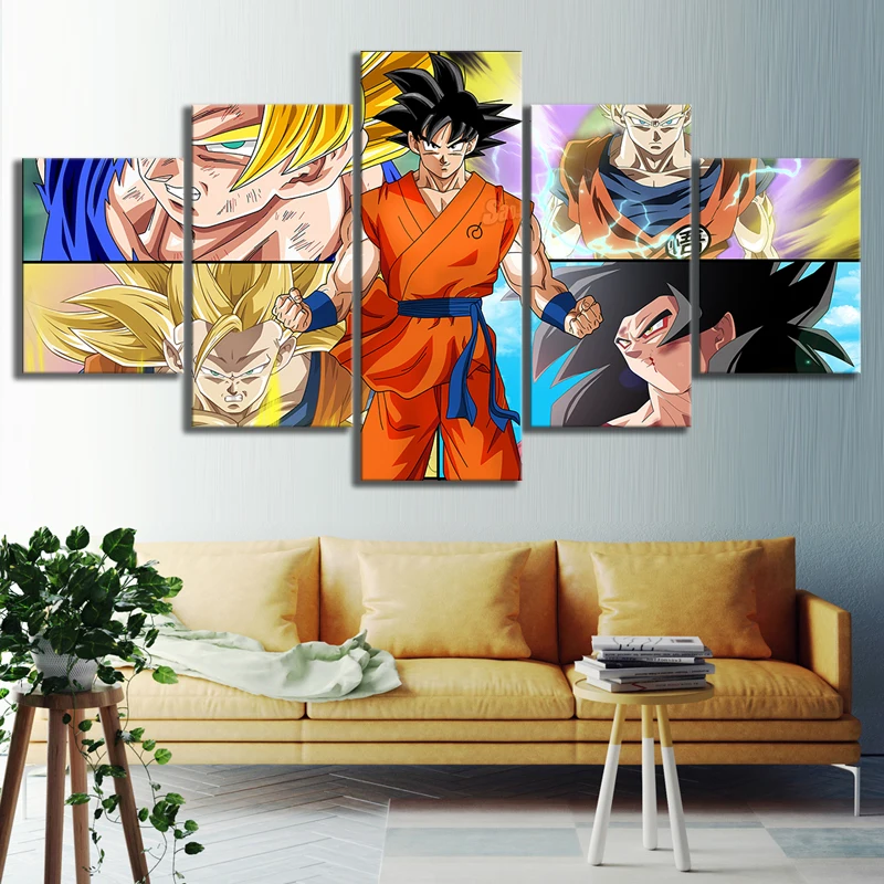 

5 Piece HD Cartoon Character Burdock Dragon Ball Anime Poster Canvas Paintings for Living Room Decor Gift