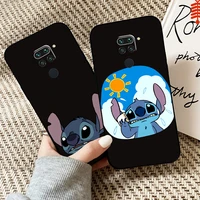 cartoon lilo stitch phone case for xiaomi redmi note 9 9t 9s 9 pro 5g black coque liquid silicon soft silicone cover