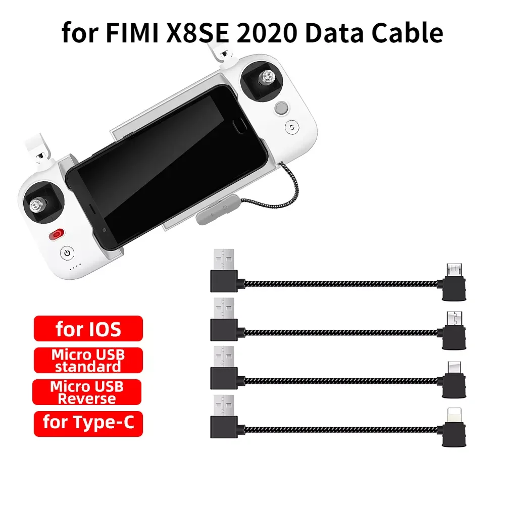 

for FIMI X8SE 2020 Data Cable Drone Remote Controller Data Line for IOS Type-C Micro USB Standard Reverse Port Connector Adapter