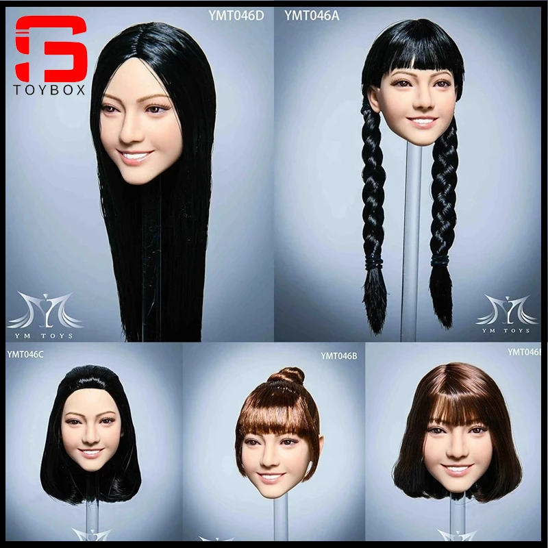 YMTOYS YMT046 1/6 Женская смайлика голова Лепка солдат пересадка волос голова резьба подходит 12 дюймов PH TBL экшн-фигурки тела