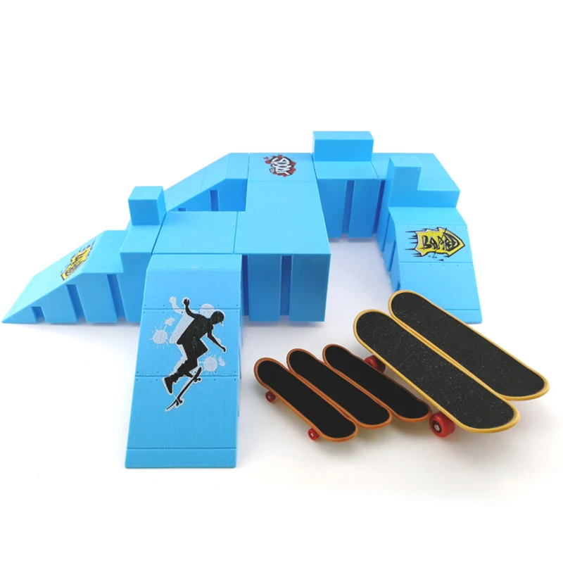 

Finger Skateboards Skate Ramp Parts Set Toy Finger Bike Fingers Training Sport Fingerboard Toys Skate Park Ramp Toy for Children