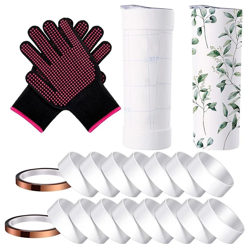 

15Pcs Silicone Band For Sublimation, 2Heat Resistant Gloves With Silicone Bumps 2 Heat Tape Heat Resistance For Tumblers