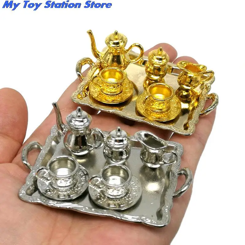 

10Pcs/Set Dollhouse Miniature Metal Tea Dollhouse Furniture Miniature Toy