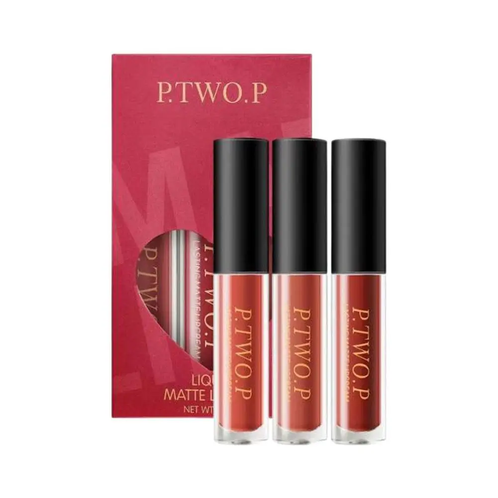 

3Pcs Sexy Liquid Lipstick Set Matte Velvet Lip Gloss Bean Paste Lip Glaze Moisturize Long Lasting Lip Tint Makeup Cosmetic Kit