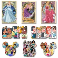 disney princess lovely cartoon image snow white cinderella ironing patches transfer on the shirts and jumpers clothes accessory