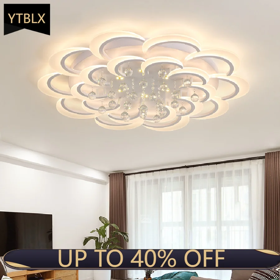 

Modern Led Ceiling Lights For Living Room Bedroom Study Crystal lustre plafonnier Home Deco Ceiling Lamp avize Dia100cm 135W