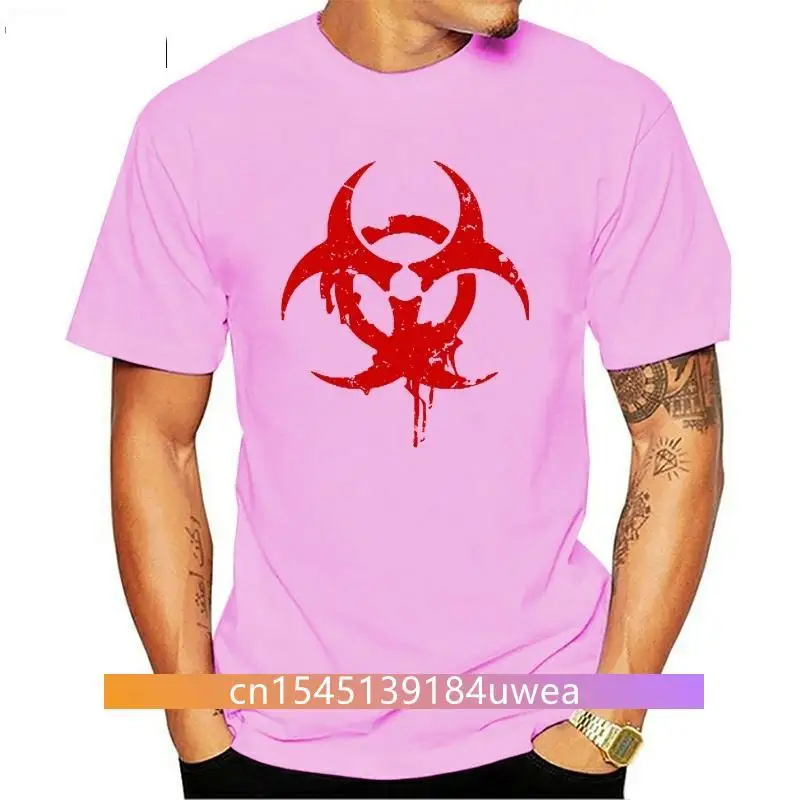 New 2021 Summer Hot Sale mens fashion 2021 Radiation Gas Chemical Danger Halloween Scary Red Biohazard Mens Black T-Shirt