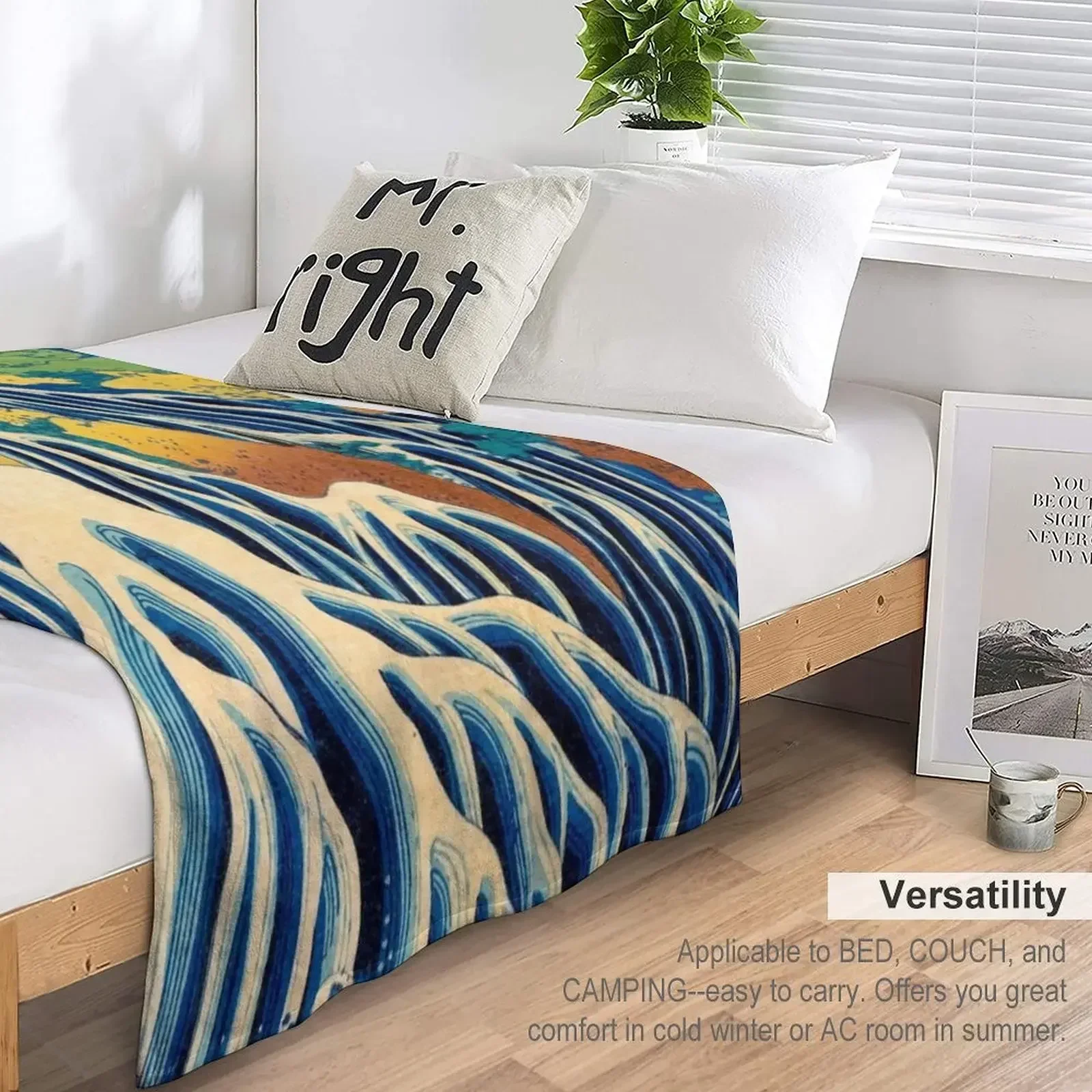 Водопад The Falling Mist at Mount Kurokami Katsushika Hokusai японское одеяло с древесными блоками и