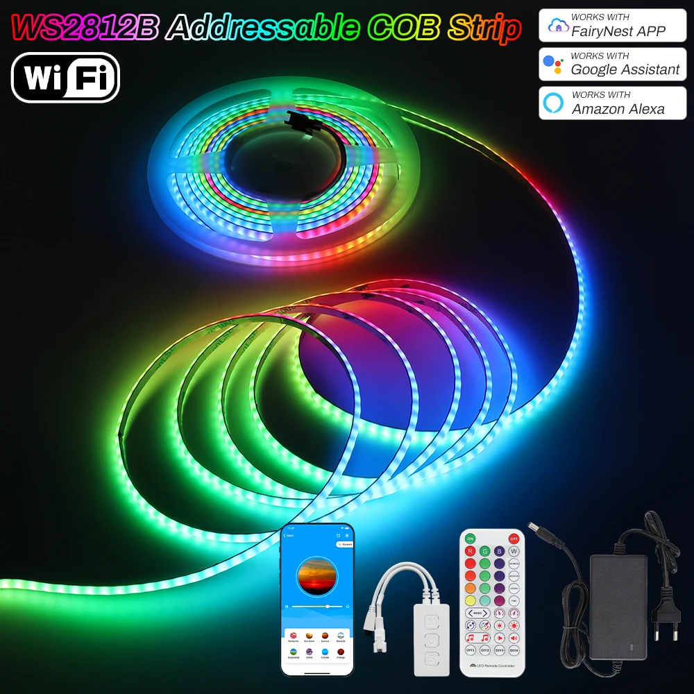 Модифицируемая Светодиодная лента RGB IC 5 В WS2812B Пиксельная COB 160 светодиодов/м