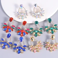 girlgo crystal earrings women rhinestone drop earrings exquisite waterdrop jewelry femme luxury party wedding banquet gifts