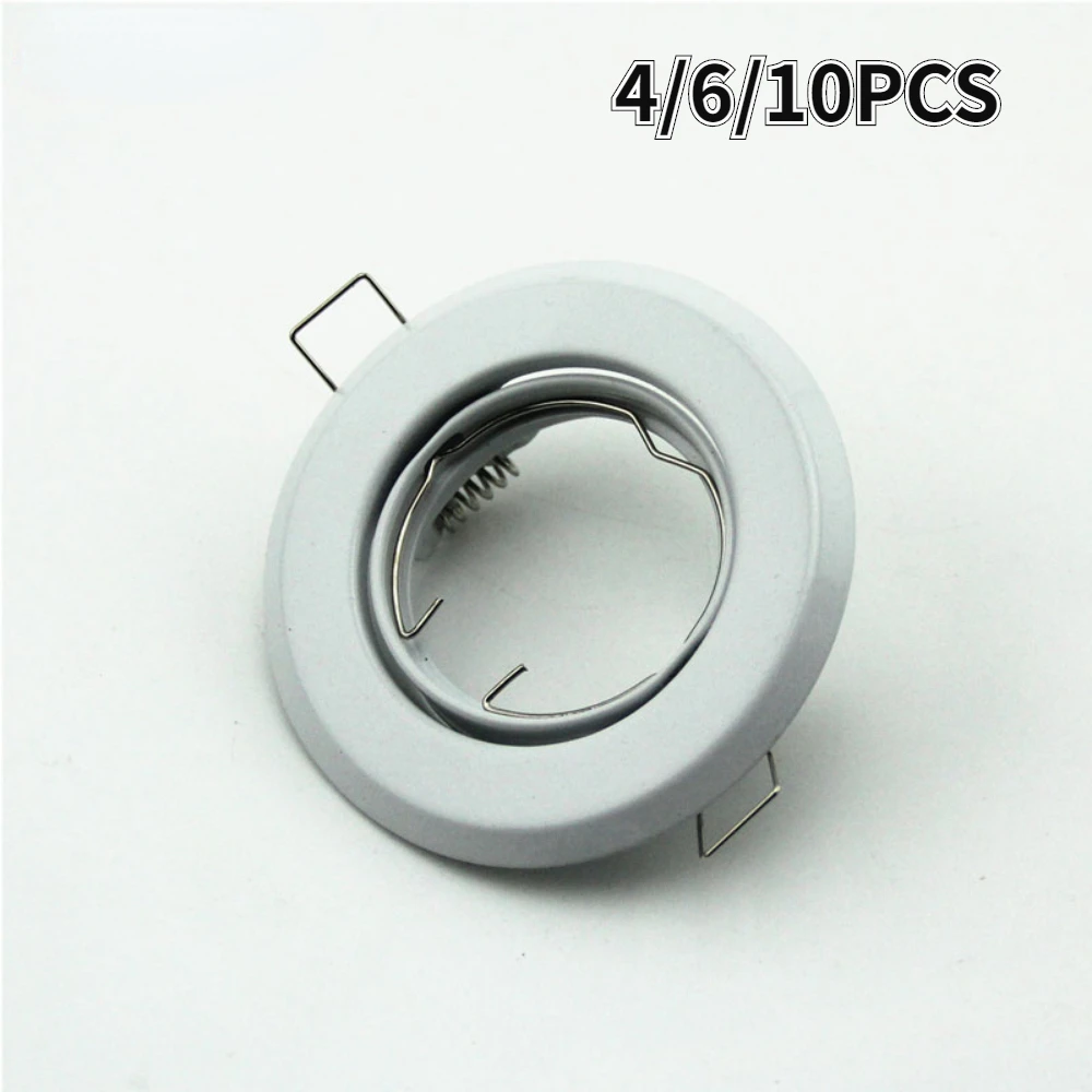 

4/6/10PCS Black White Nickel Recessed Spotlight Round Surface Mounting Frame LED Ceiling Light GU10 Base Bulb Fixture Aluminum