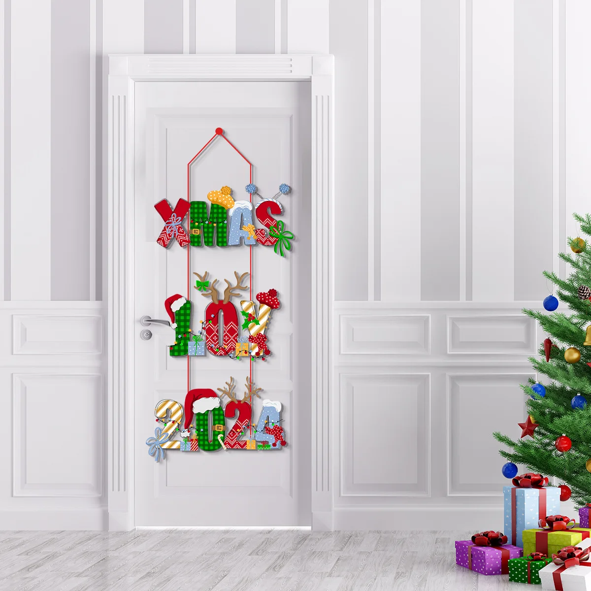 

Merry Christmas Door Hanging Pendants Cartoon Noel Gingerbread Man Santa Claus Door Hanger Wall Decor Xmas Joy 2024 New Year