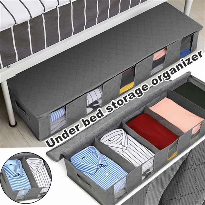 

Foldable Clothes Storage Bags Large Under Bed Storage Containers Visible Breathable Space Saver Zippered Organizer Box