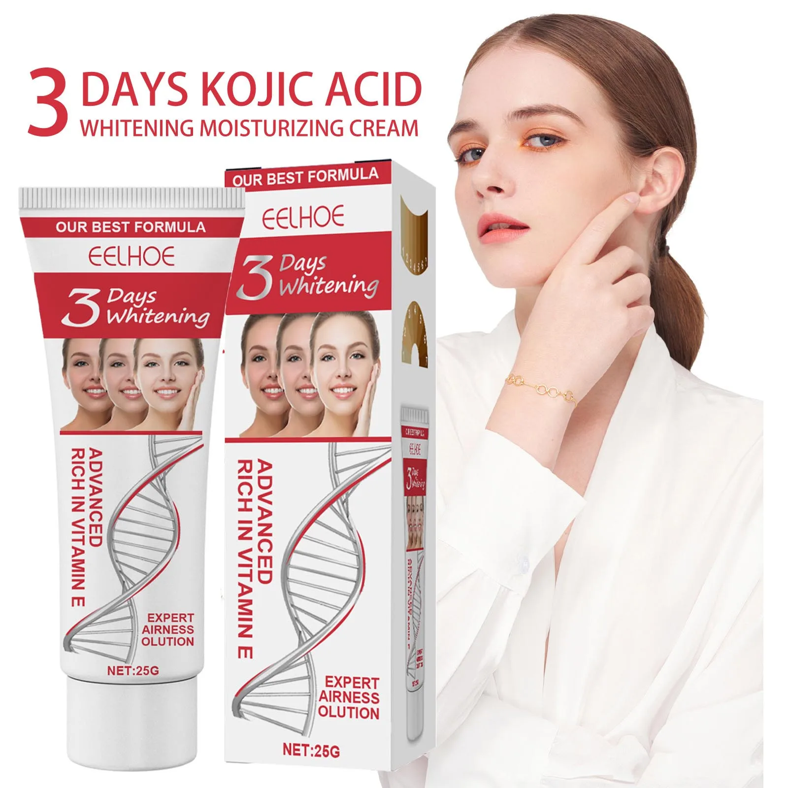

Отбеливающий увлажняющий крем Kojic Acid, 3 дня, омолаживающий, против морщин, разбавляющий пятна, Осветляющий Уход за кожей