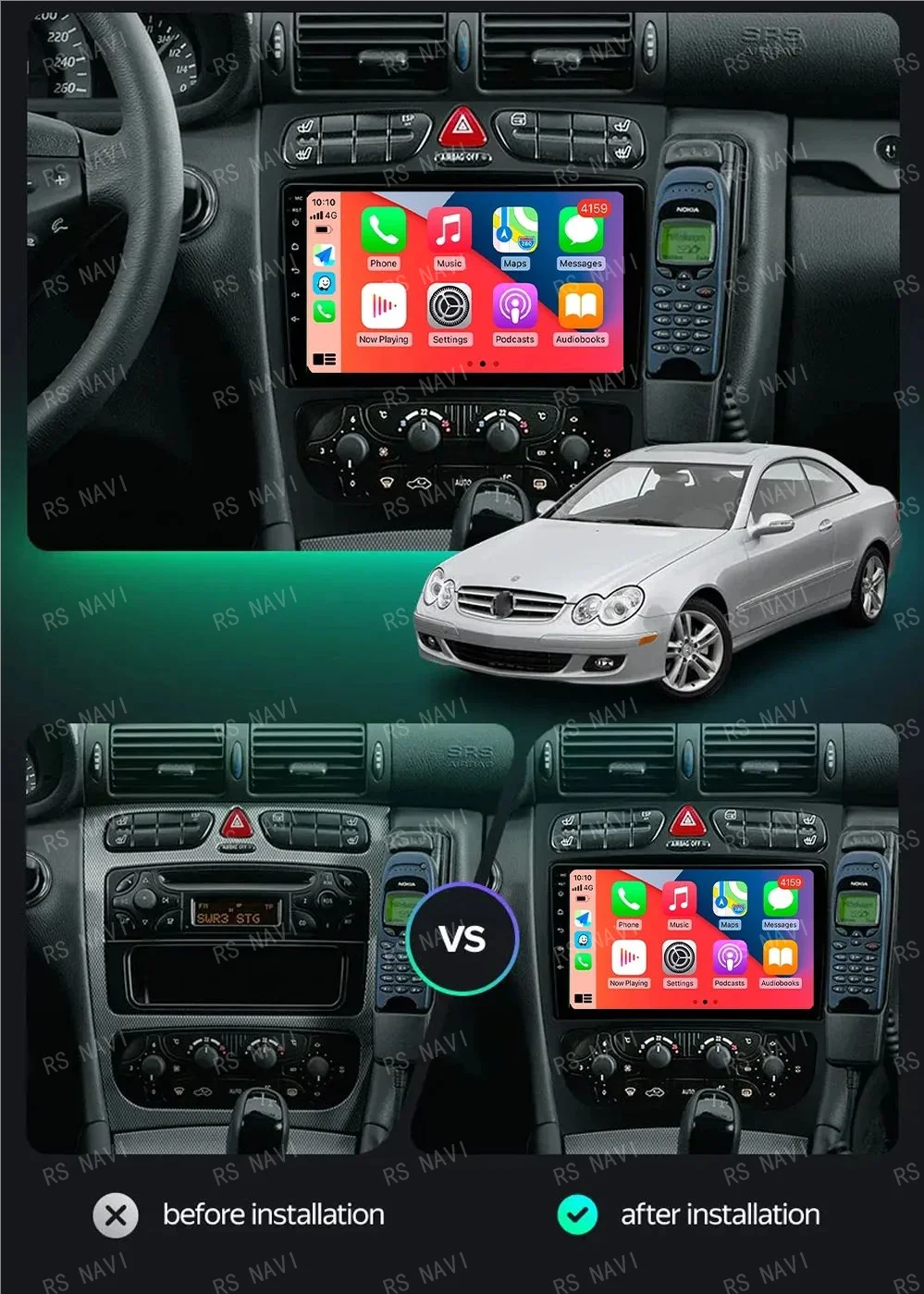 Автомобильный радиоприемник Android 14 для Mercedes Benz C-Class W203 C200 C320 C350 CLK W209 2002-2005