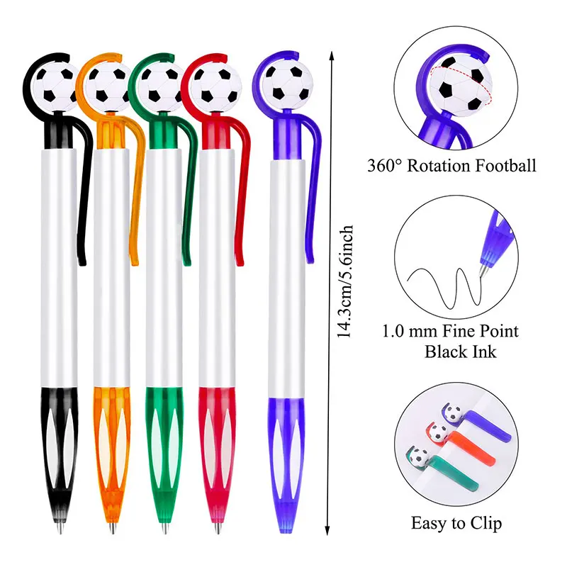 

25pcs Football Writing Pen Retractable Ballpoint Pens Non-slip Grip 1.0mm Black-Ink Write Smoothly for Kid Rewards