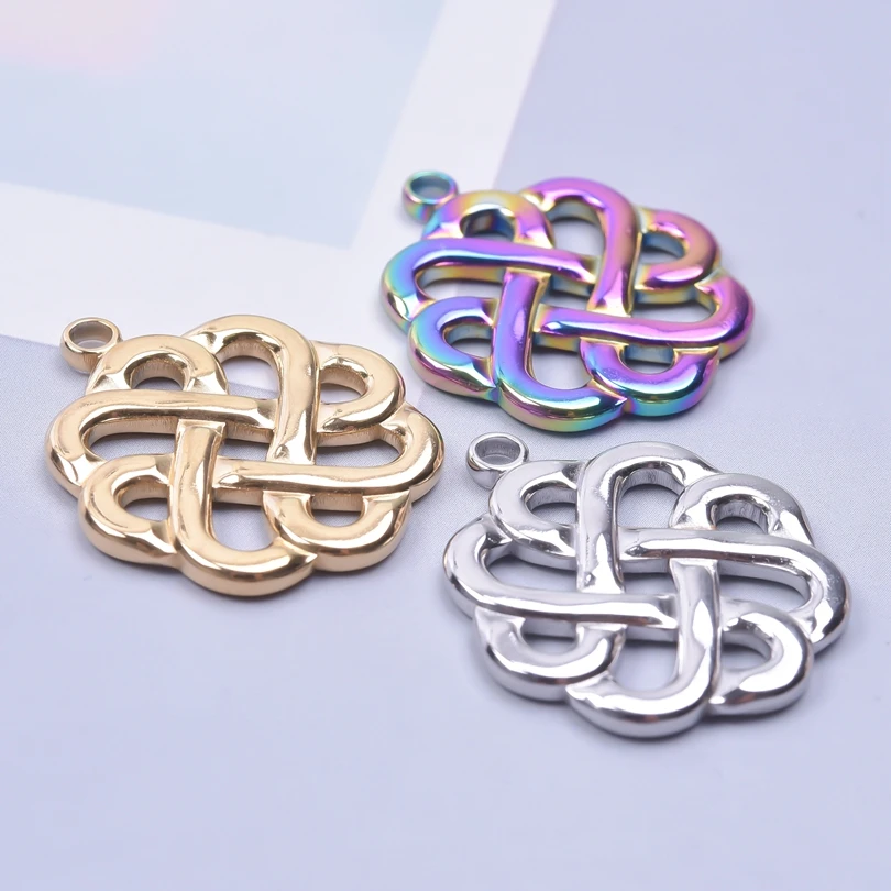 

10PCS No Fade Stainless Steel Witch's Knot DIY Necklace for Women Chinese knot Pendant Jewelry Making Craft Bulk Item Wholesale
