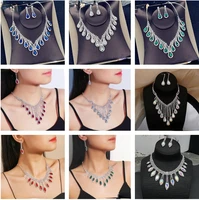 bridal rhinestone crystal necklace earrings two piece set high end hand knot wedding dress necklace accessories wholesale