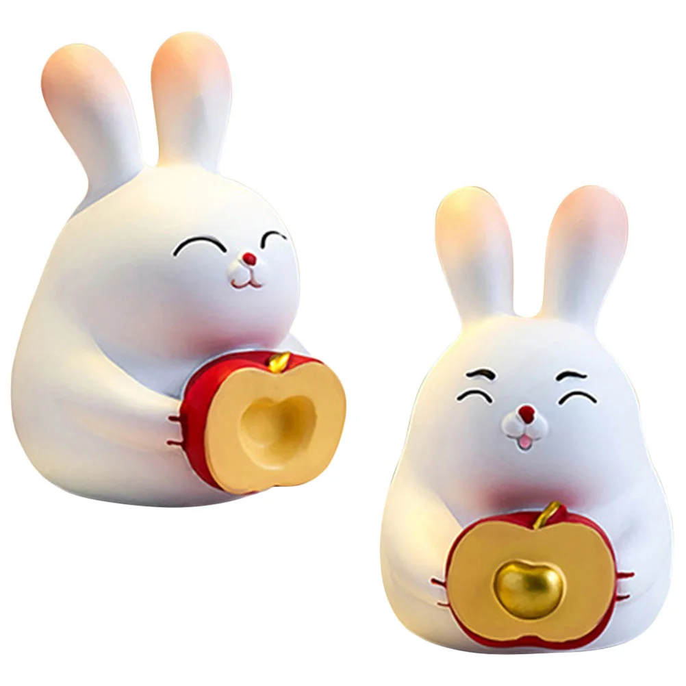 

Rabbit Bunny Wedding Sculpture Statue Figurine 2023 Resin Figure Couple Year Ornament Decorationchinese Table Zodiac Gifts Small
