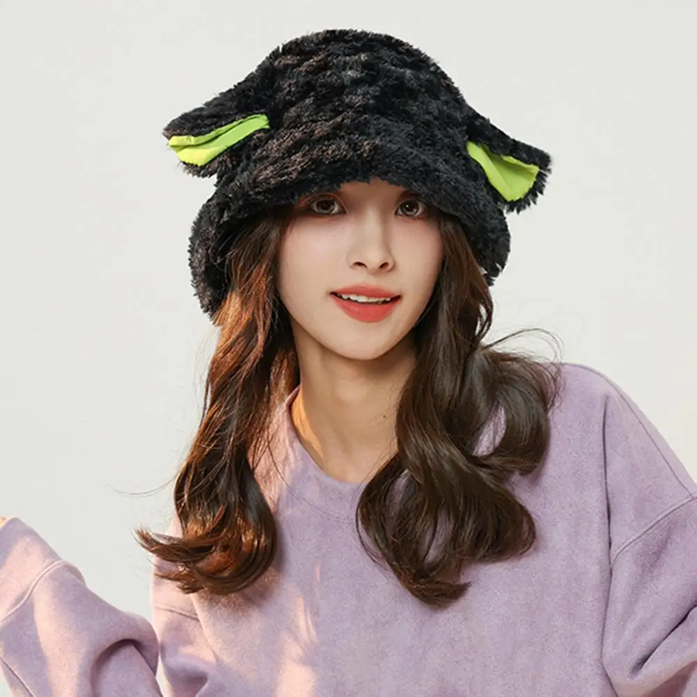 

Windproof Trendy Sheep Shape Fisherman Cap 3D Lamb Ears Warm Hat Breathable for Outdoor