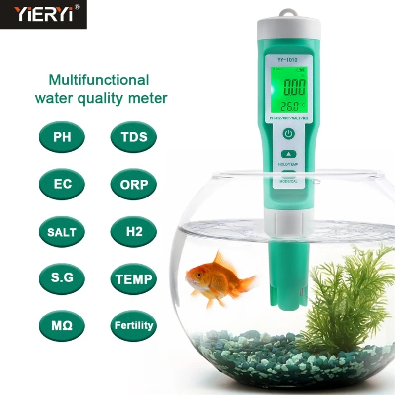 

Digital pH Meter 10 in 1 Water Quality Tester High Accuracy Pen Type Tester PH/TDS/ORP/Fertile/Salinity/Temperature Test