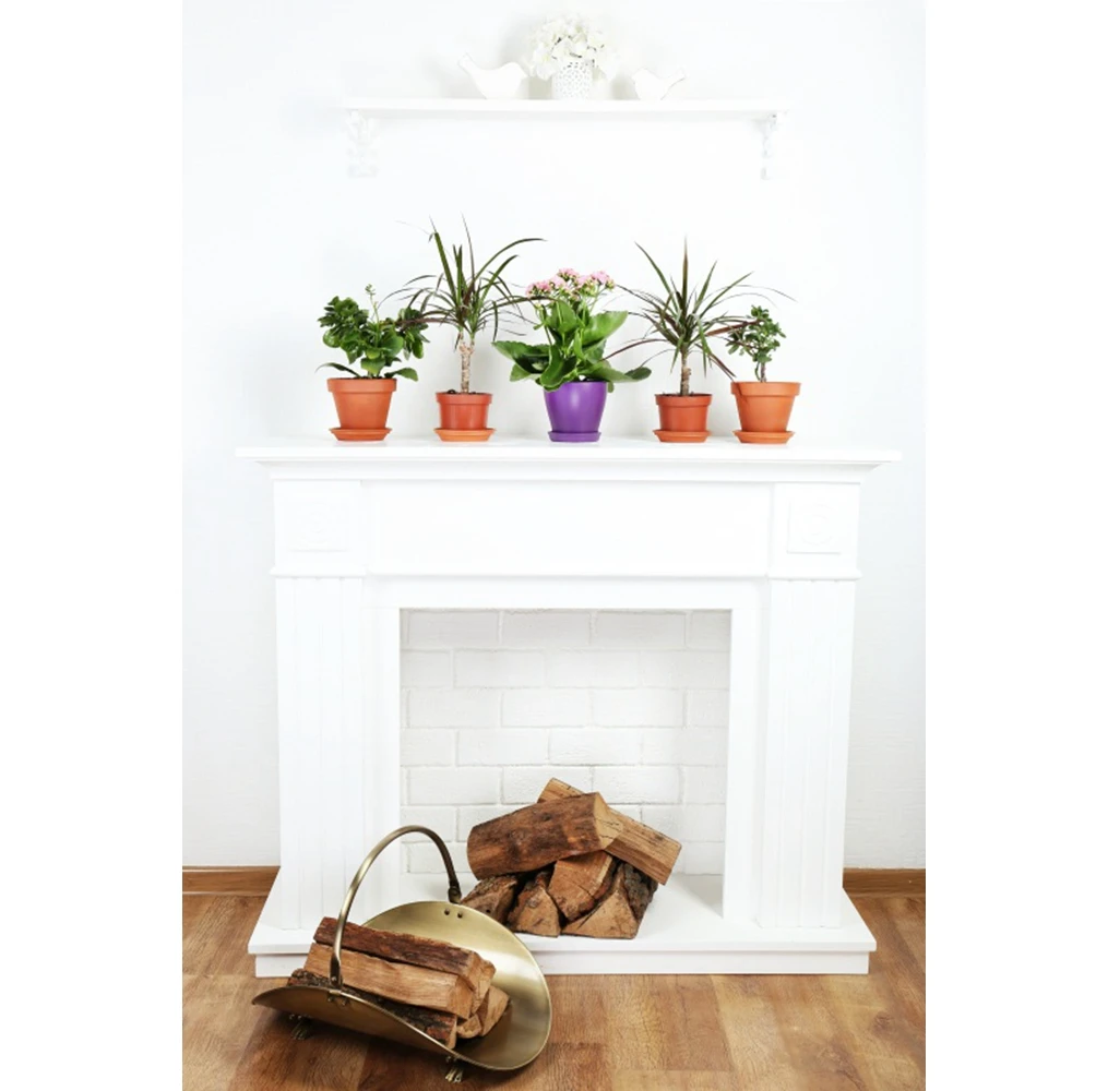 

Laeacco White Wall Fireplace Vase Flowers Photography Backgrounds Interior Portrait Photophone Photo Backdrops For Photo Studio