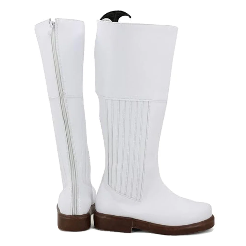 Женские длинные ботинки для косплея Leia белые с изображением кино космоса боевых