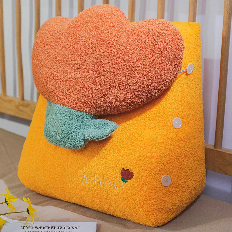 

Zqswkl 45cm Ins Flower Cushion Bedhead Pillow for Girls Sleeping Bedroom Triangle Large Backrest Cushion Bed Super Soft Pillows