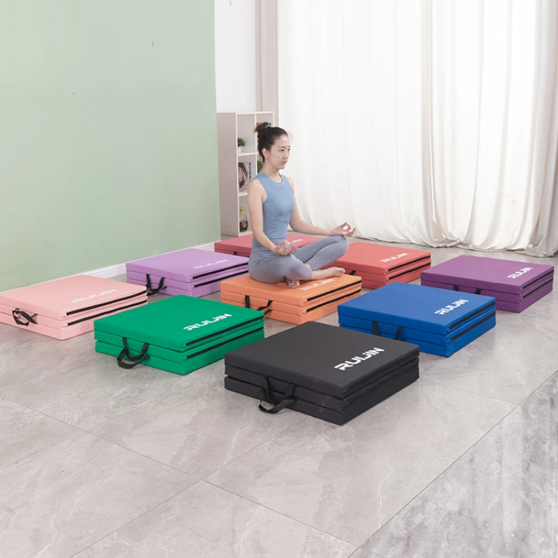 

Однотонные складные коврики для фитнеса тройного сложения, сидячие коврики для йоги и танцев, утолщенный и расширенный коврик для обеда, Кожаная подушка для гимнастики