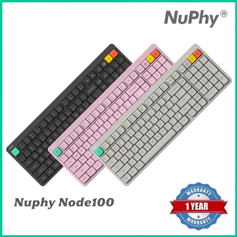 Фото Nuphy Node100 Беспроводная механическая клавиатура с возможностью горячей замены, 100 клавиш, 100% пользовательская низкопрофильная клавиатура с ручкой, установленная на прокладке RGB №1