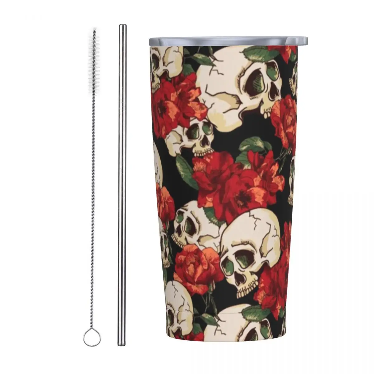 Термокружка Из Нержавеющей Стали с принтом черепа и цветов