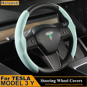 Steering Wheel Covers For Tesla Model 3 Y  Decorations Car Accessories Black Red Scratch-resistant Wear-resistant Interior Cover