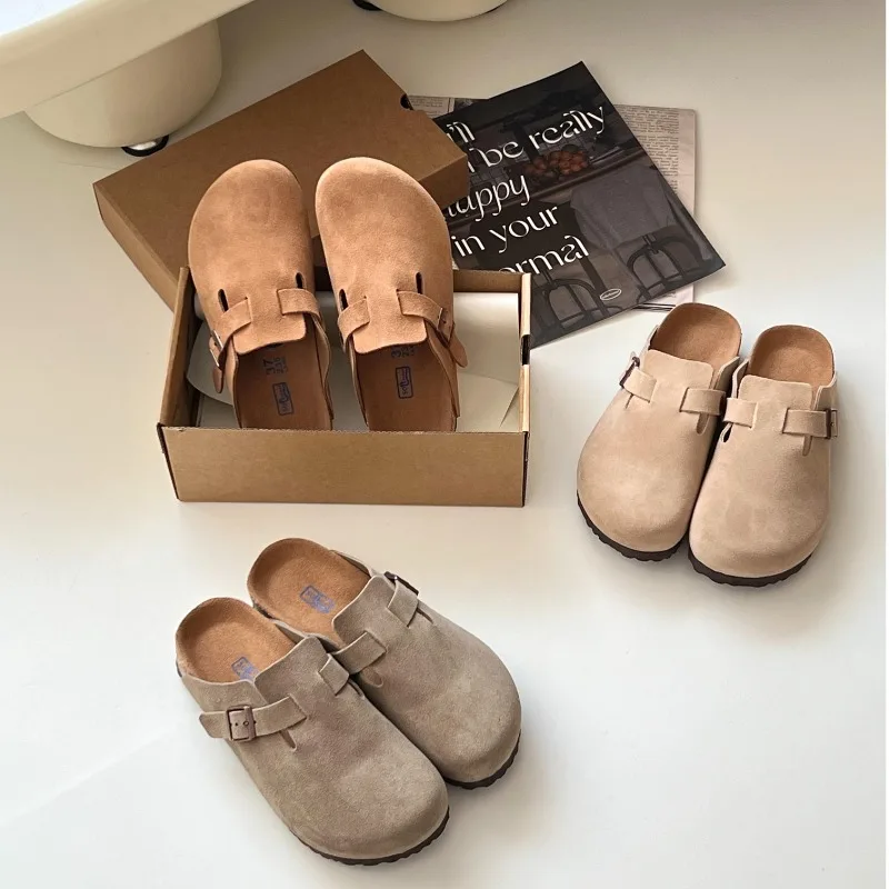 Фото TUGGY [тапочки Boken из натуральной кожи] Новые тапочки Boken с мягкой подошвой для мужчин и женщин, верхняя одежда Boken Half Drag №1