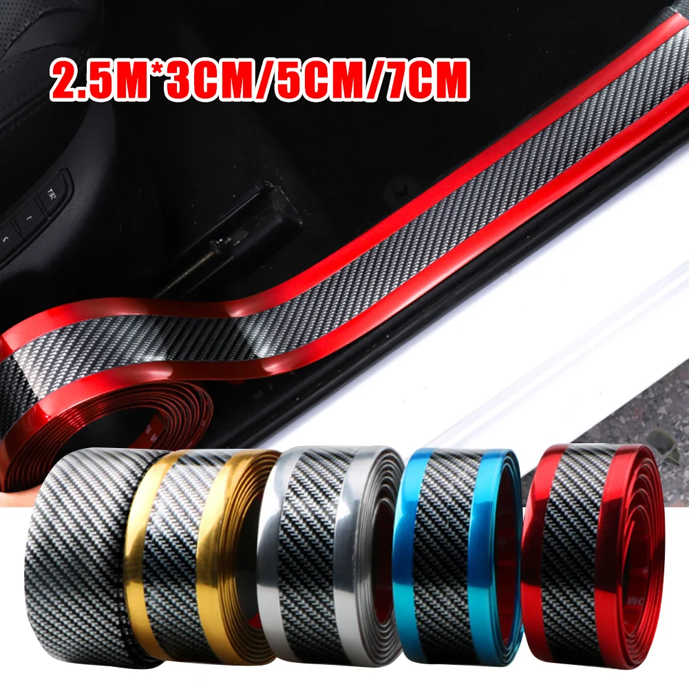 

Anti-Scratch 2.5M/Roll Car Sticker Door Sill Protector 3/5/7cm Carbon Fiber Door Threshold Bumper Protector Door Edge Guard Film