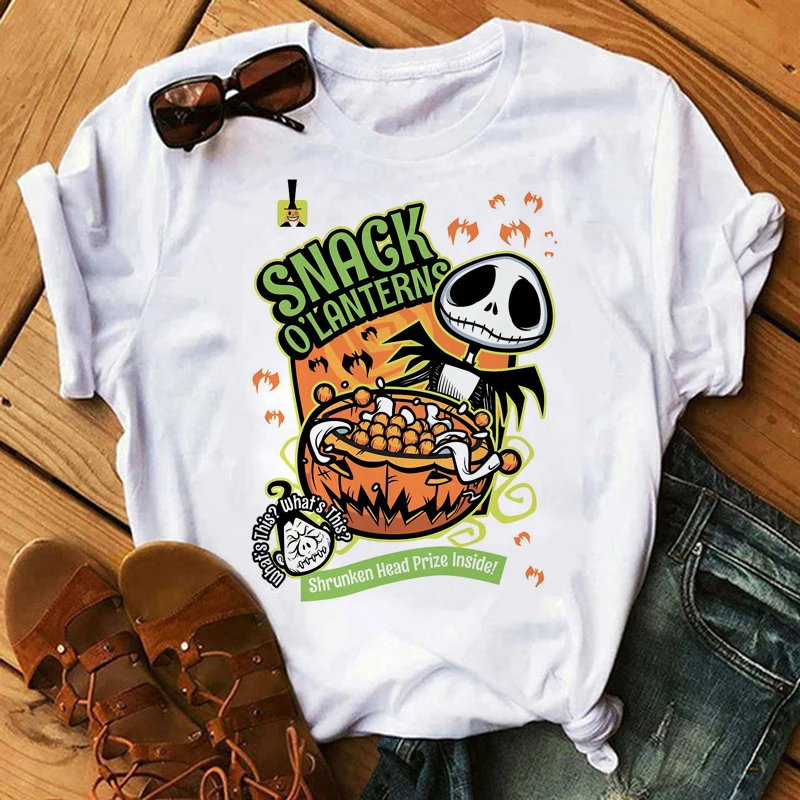 

Disney Halloween Jack Skellington T Shirt Women Kawaii Cartoon Graphic Tees Cute Summer Tops Unisex Funny Anime T-shirt Female